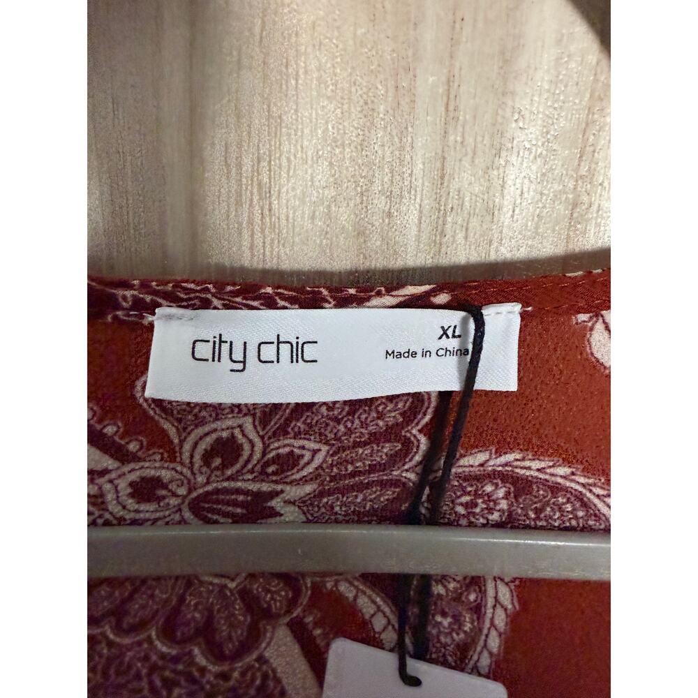 City Chic Jessie Print Maxi Dress Paisley Ginger Print Orange Plus Size 22 NEW - Picture 5 of 7